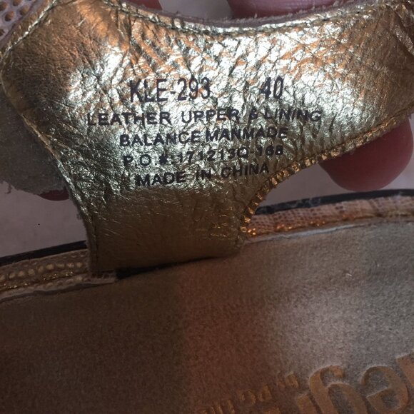 Alegria Womens Gold Cream Leather Sandals Size 9.5-10/40 Hook & Loop - Picture 6 of 11